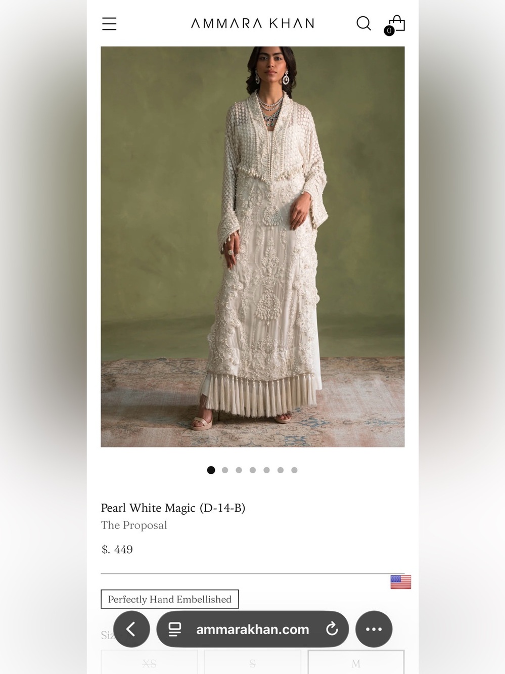 Ammara Khan - Pearl White kaftaan - medium - Picture 6 of 6